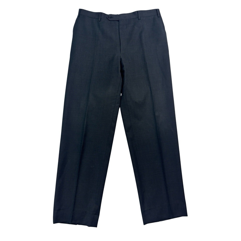 Canali Italy 34x30 Black Dress Suit Pants Flat Front Straight Leg Wool Trouser